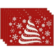 Christmas Placemats, Set of 4 Heat Resistant Stain Resistant Non-Slip Woven Linen Insulation Placemats, Washable Durable Elegant Table Mats for Dining