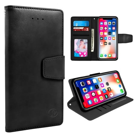Apple IPhone X / 10 Folio Flip [Folio][magnetic] Wallet case Credit Card Holder & ID Slot PU Leather TPU