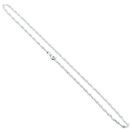 - Gem Avenue Italian 925 Sterling Silver Winding 2mm Singapore Chain Necklace