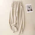 thumbnail image 2 of Bibifish Womens Pants Casual Loose Solid Color Linen Blend Harem Pants Elastic Waist Stylish Soft Spring Autumn Breathable Daily Wear Long Trousers, 2 of 6