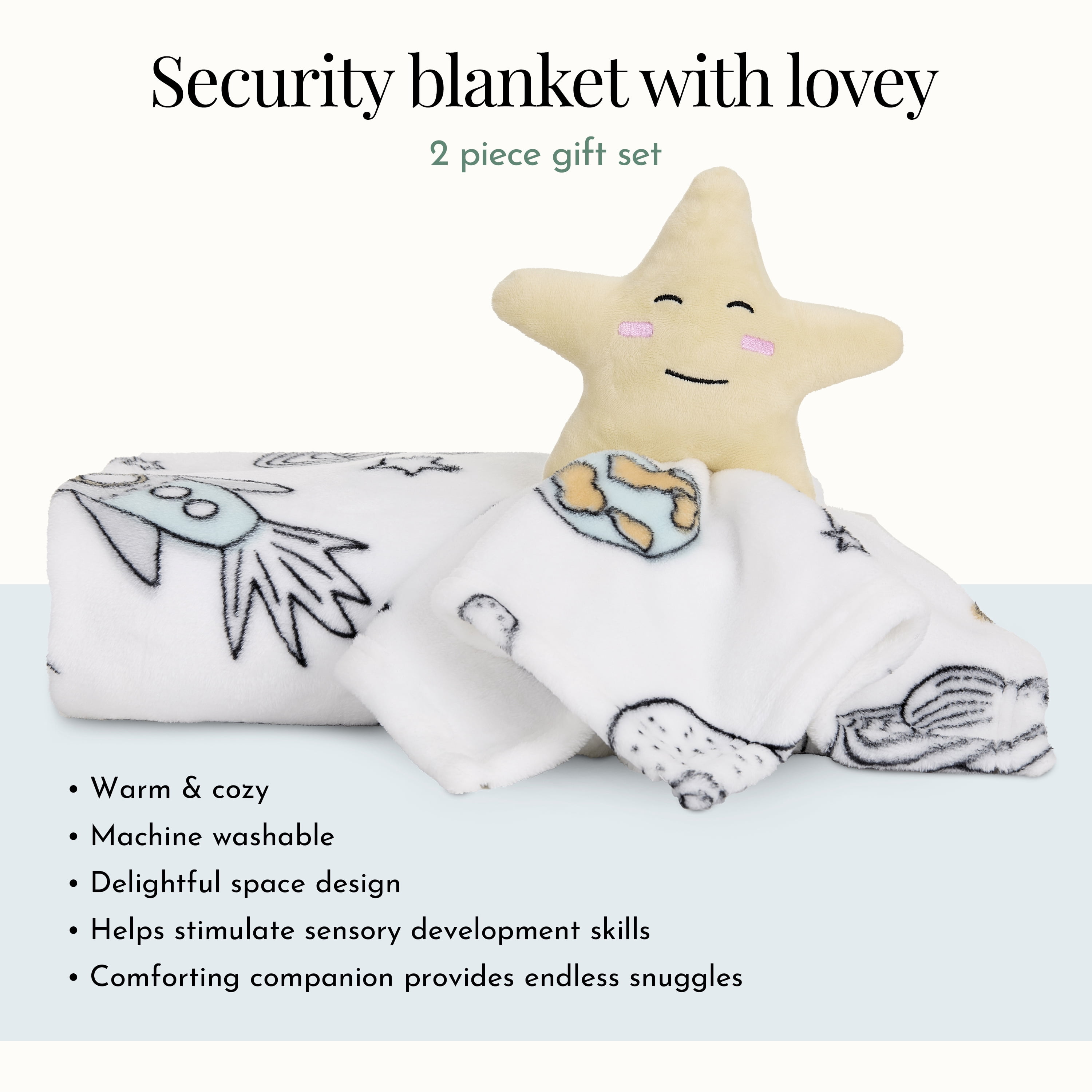 Evolur AstroNap Blanket 2 pc Gift Set - Blanket with Lovey Space Print