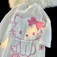 thumbnail image 6 of Sanrio Hello Kitty T shirts 100% Cotton Cartoon Embroidery Plush Summer T shirts Women Oversized Loose Tees Harajuku Streetwear, 6 of 9