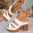thumbnail image 6 of Pandaie Platform Wedge Sandals for Women 2026 Dressy Summer Chunky Heels Casual Hollow out Open Toe Comfortable Work Dress Pumps Shoes White Size 6.5, 6 of 9