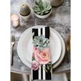 thumbnail image 2 of Pink Flowers Cloth Napkins Set of 4 Reusable Dinner Napkins, Romantic Floral Leaves Black Striped Cocktail Napkin Washable Table Napkins for Wedding/Holiday Party/Baby Shower 20"x20", 2 of 7