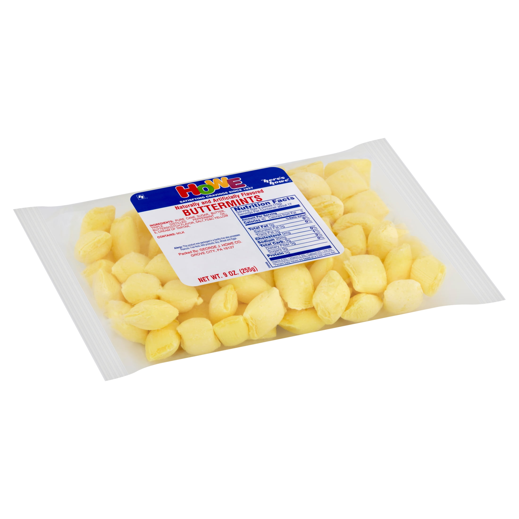 (2 pack) Howe Buttermints Mint Candy, 9 oz, Bag