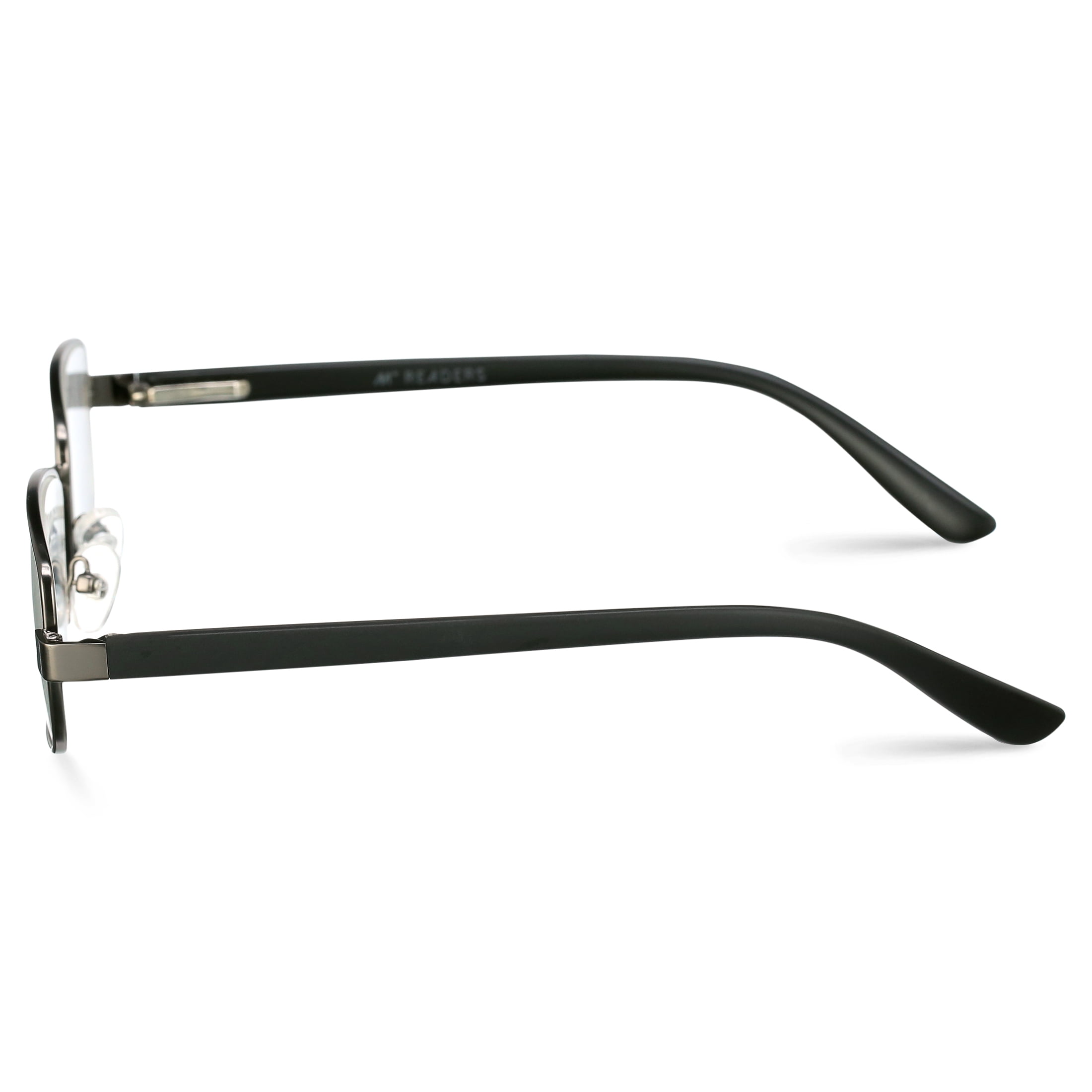 M+ Men's Reed +1.25 Rectangle Reading Glasses with Case, Dark Gunmetal