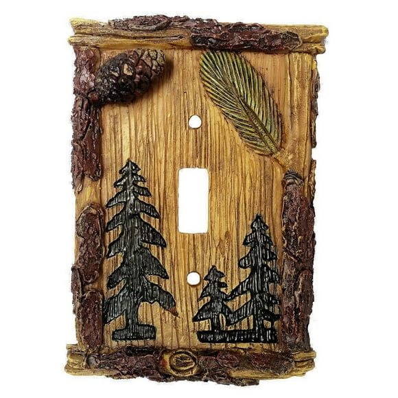 Black Forest D?or Pinecone & Tree Rustic Single Switch Plate - Rustic Decor