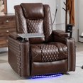 thumbnail image 2 of SYNGAR Power Lift Recliner Chair for Office, PU Leather Recliner with Zero Gravity, Cup Holders, Storage Armrest, Reclining Chair with Laptop Table & Phone Holder, Light for Reading, Brown, 2 of 12