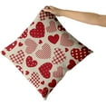 thumbnail image 3 of Valentines Day Pillow Covers 20x20 Set of 2 Buffalo Plaid Polka Dot Stripes Red Love Heart Print Decorative Throw Pillows Rustic Valentine Themed Pillow Cases Decor for Couch Sofa Bed, 3 of 6