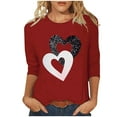 thumbnail image 2 of HaoXianJian Valentine's Day Shirt for Women Glitter Love Heart Printed T-Shirt Top 3/4 Sleeve Tee Crew Neck Casual Blouse Tops Size S-2X, 2 of 4
