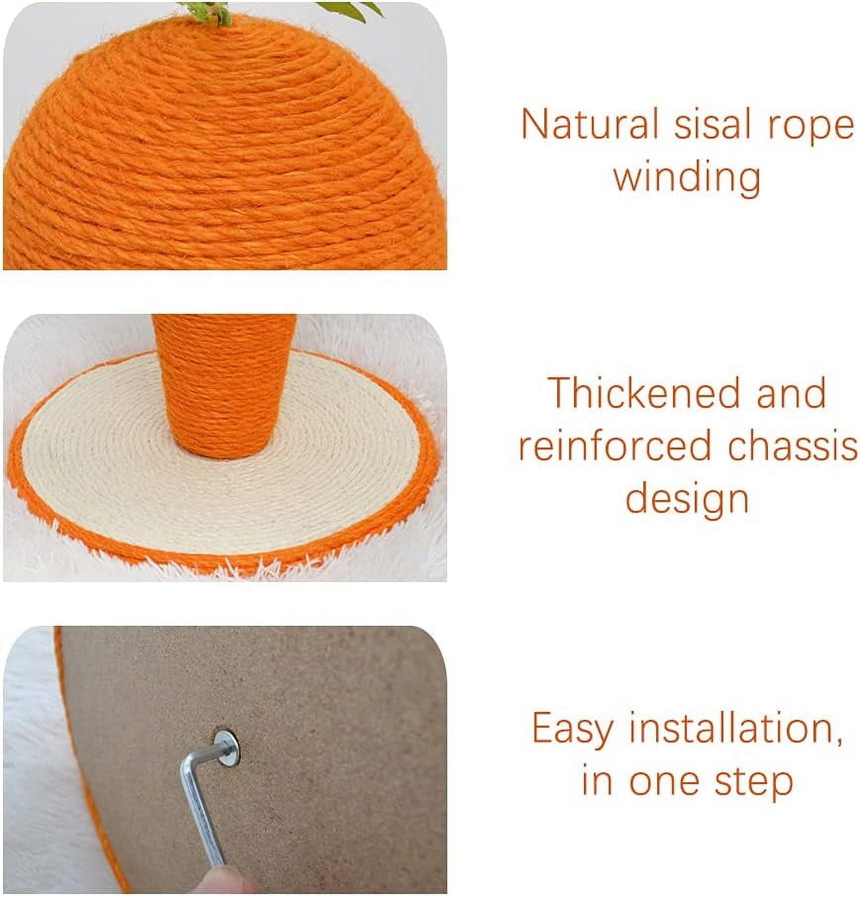 Amgo Cat Scratching Post Sisal Rope Tower Tree Cat Tracking Interactive Toys Cat Climbing Frame Carrot Shape Cat Scratcher Cardboard Pole for Indoor Kitty Young Adult Cats (Large)