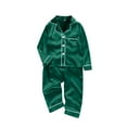 thumbnail image 2 of Pxiakgy 2025 Family Satin Christmas Pajamas Sets Solid Silk Xmas Pjs Matching Sets Soft Sleepwear for Mens Womens Adults Kids Christmas Satin Pajamas for Family 2 Piece Green1 Baby Size:0-3Months, 2 of 6