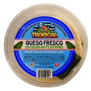 Tropical Queso Fresco, Fresh Cheese in Banana Leaf, 12 oz, rBst Free, Resealable Plastic Tray