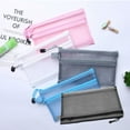 thumbnail image 1 of Double Layer Mesh Zipper Pouch Bags with Handle Nylon Mesh A4 Document Bag for Office School Home, 1 of 7