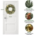 thumbnail image 4 of EastVita Pre-Lit Artificial Christmas Wreath 24 Inch Frosted Pine Cone and Berry Winter Greenery Wreath for Front Door Full Outdoor/Indoor Decor with 50 LED Lights Battery Operated, 4 of 7