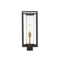 thumbnail image 3 of 1 Light Outdoor Post Mount Lantern In Industrial Style 8 Inches Wide By 20.25 Inches High-Deep Bronze/Outdoor Brass Finish Z-Lite 584Phms-Dbz-Obs, 3 of 5