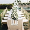 thumbnail image 4 of Nvzi Home Macrame Table Runner Farmhouse Style - Burlap Cotton Rustic Cream Beige Boho Splicing Table Runner with Tassels for Wedding Bridal Shower Party Kitchen Dining Table Decor 12 x 108 Inch, 4 of 5