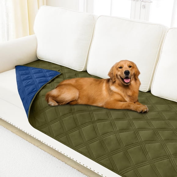 smiry Couverture de Lit pour Chien Imperméable, Couverture Douce Réversible pour Animaux, Lavable et Étanche pour Canapé, Sofa, Meubles, 1430x70 Pouces, Vert/marine