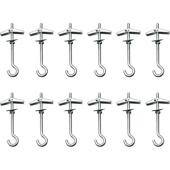 Bazhou Metal Heavy Duty Ceiling Hooks Ceiling Wall Spring Toggle Hook Bolts Hanger For Hanging Plantswind Chimes, Lamps(12pcs, Silver)