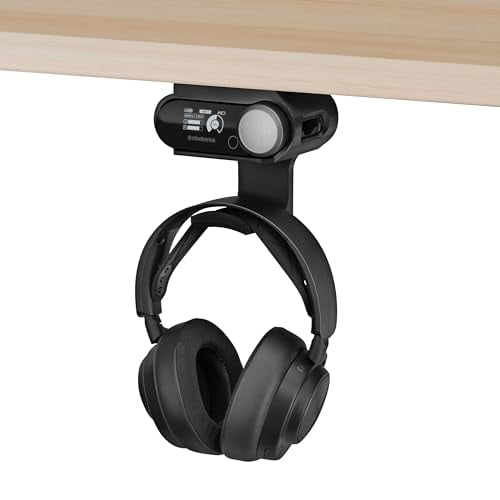 BRAINWAVZ Soporte para colgar auriculares debajo del escritorio para auriculares inalámbricos Steelseries Arctis Nova Pro con base para la estación base inalámbrica (HPS02)
