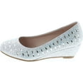 thumbnail image 2 of Link Fisher-3K Girl's Slip On Rhinestone Wrapped Wedge Heel Party Shoes, Silver, 9, 2 of 7