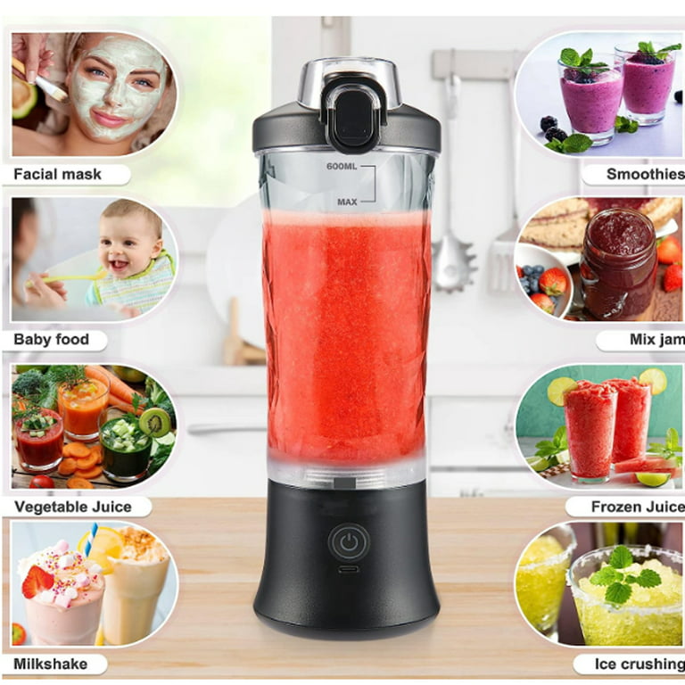 Portable Blender 600ML Electric Juicer Fruit Mixers 4000mAh USB  Rechargeable Smoothie Mini Blender Personal Juicer colorf