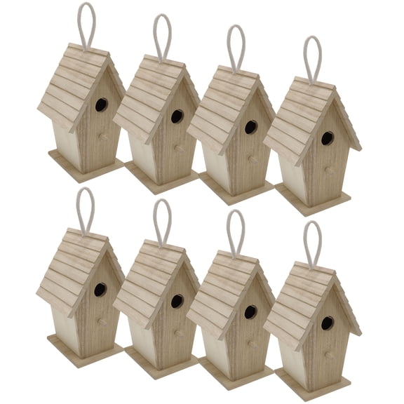8.5" Wood Birdhouse by Make Market - Unfinished Birdhouse Made of 100% Wood, Outdoor Nesting Boxes - Bulk 8 Pack