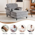 thumbnail image 5 of Aukfa Curved Arm Chaise Lounge Indoor Chair Oversized Mid-Century Modern Chair, 2 Pillows, Chenille, Gray, 5 of 10