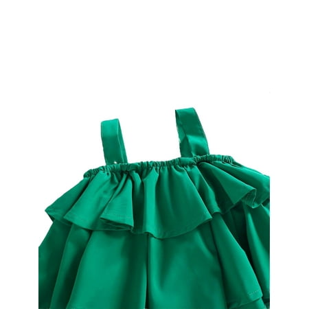 

Casual Plain Straps Sleeveless Green Toddler Girls Two-piece Outfits (Girl s)
