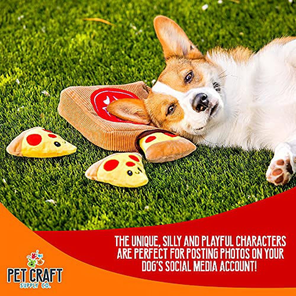 6 Pcs Squeaky Dog Toys Fast Food Set - Crinkle Chew Toys With Bucket, Burger, Fries, Cola For Large & Small Dogs