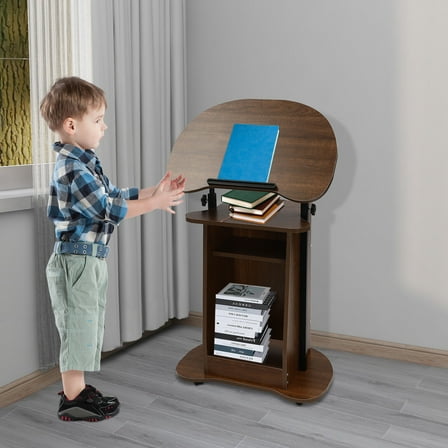 Rolling Pulpit Podium Cart for Church Office Classroom Lecture Speech Teachers