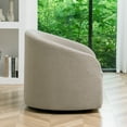 thumbnail image 4 of 32" Wide Modern Boucle Swivel Barrel Chair, No Assembly Round Upholstered Swivel Accent Armchair for Living Room, Bedroom, Office (Oatmeal), 4 of 11