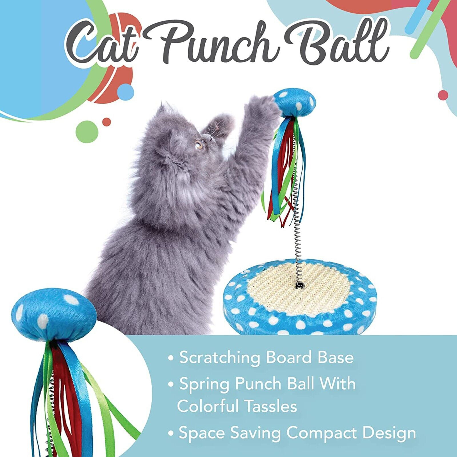 Pets First Cat Scratching Toy Hockey Field ICE Hockey Rink Cat Scratcher  Toy with Interactive Cat Ball Bell in Tracks. 5-in-1 CAT Toy: Cat Wand  Poll