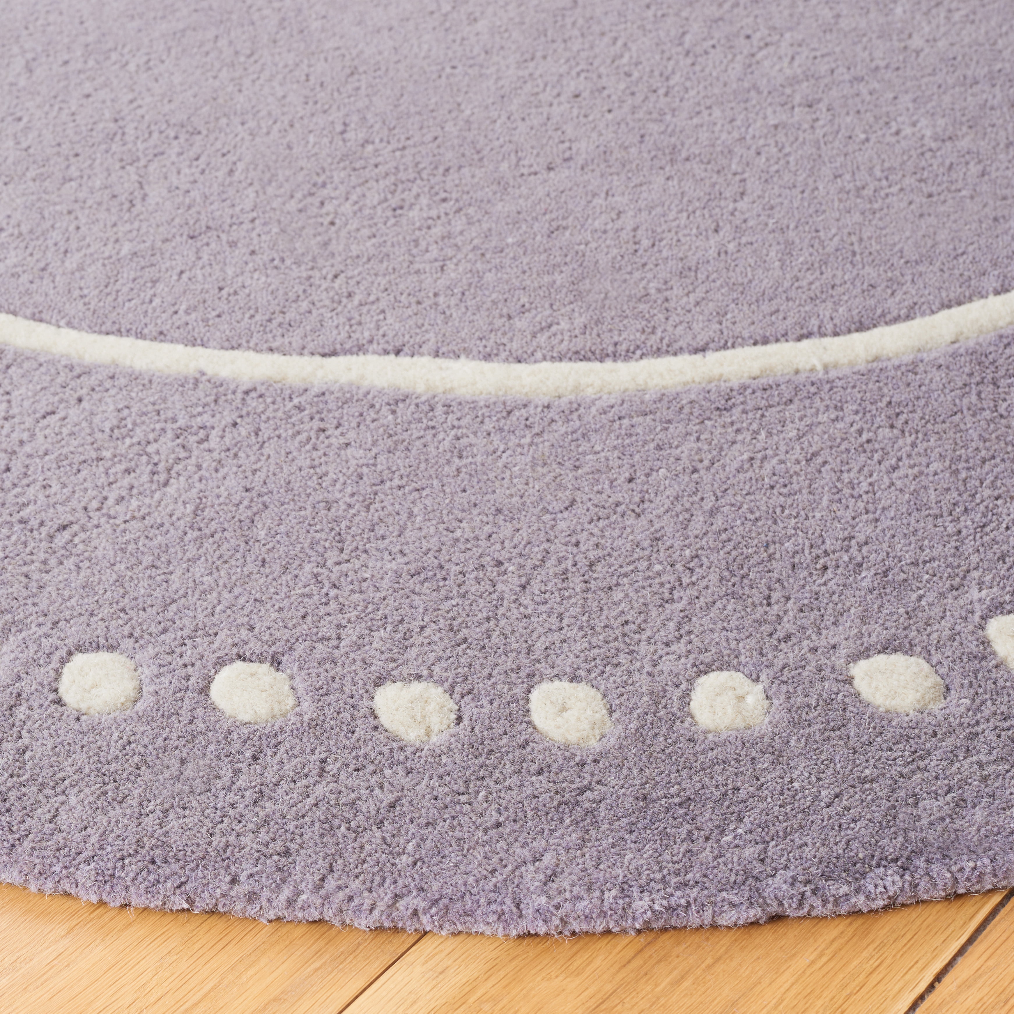 SAFAVIEH Bella Danita Plain Dotted Bordered Wool Area Rug, Silver/Ivory, 5' x 5' Round