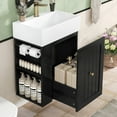 thumbnail image 6 of Aukfa 20"Wall-Mounted Bathroom Vanity with Ceramic Sink, Space-Saving Floating Bathroom Vanity,Large Drawer, Side Storage Shelf,Black, 6 of 8