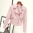 thumbnail image 5 of Turilly Womens Jackets Ladies Clearance, Women Zipper Solid Long Sleeve Leather Jacket Coat Outwear, 5 of 8