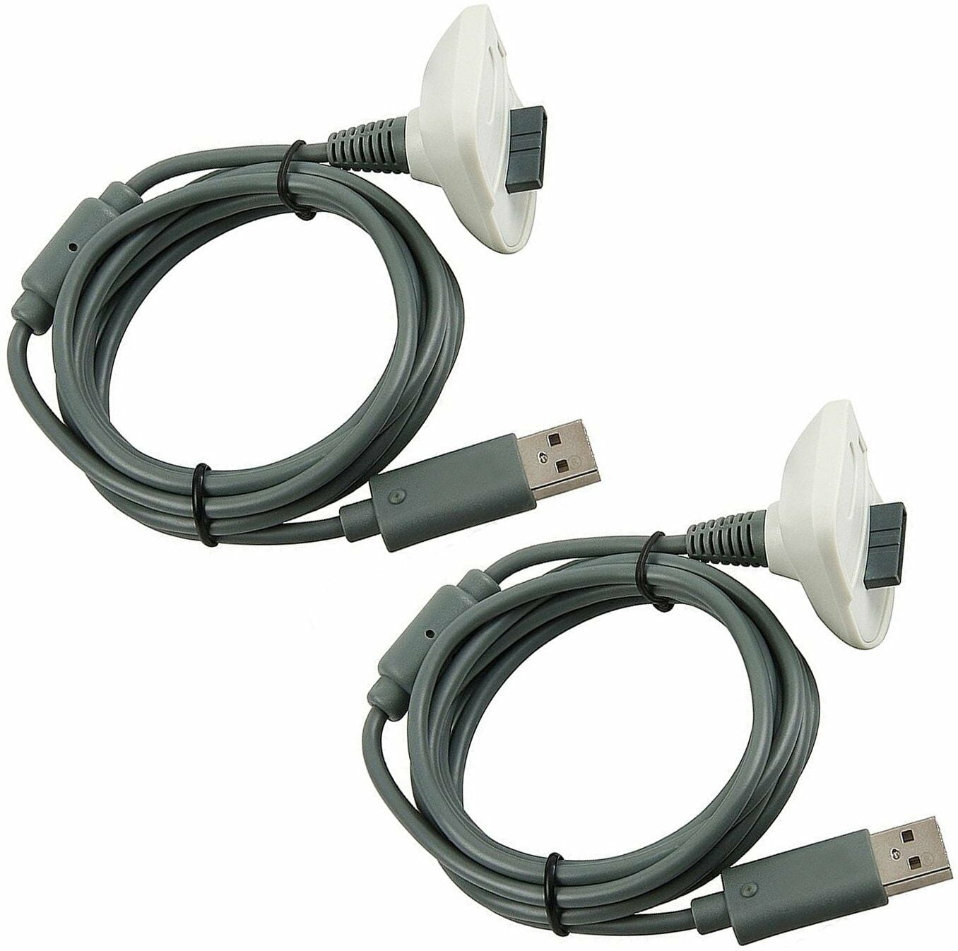 2 Pack of White USB Charging Cables Cords for Xbox 360 Wireless Game