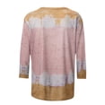 thumbnail image 3 of QLEICOM Women's 3/4 Sleeves T Shirts Baggy Casual Blouse Tops Shirt for Women Fall Henley Crew Neck Holiday Tie Dye Gradient Color Block Tunic Loose Casual Tee Tops Pink L, 3 of 4