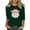 #0347-Green, variant on Pounoo Christmas Tree Christmas Sweatshirt for Women Xmas Holiday Cute Print Crewneck 3/4 Raglan Sleeve Pullover Top Fall Clothes Gift