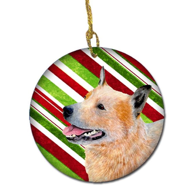 Australian Cattle Dog Candy Cane Holiday Christmas Ceramic Ornament