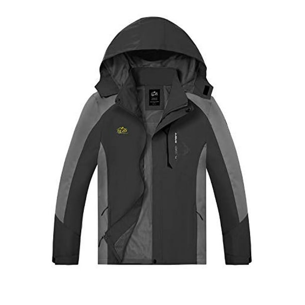 Mens Rain Jacket Waterproof Hiking Coat Windproof Mountain Jacket  Lightweight Windbreaker with Hooded(BK XL) Black