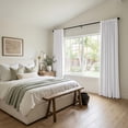 thumbnail image 2 of 100% Blackout Faux Linen Curtains for Livingroom Bedroom,2 Panels Set,Thermal Insulated,With Free 20 Ring Clips - BrightWhite, W50 X L72, 2 of 9
