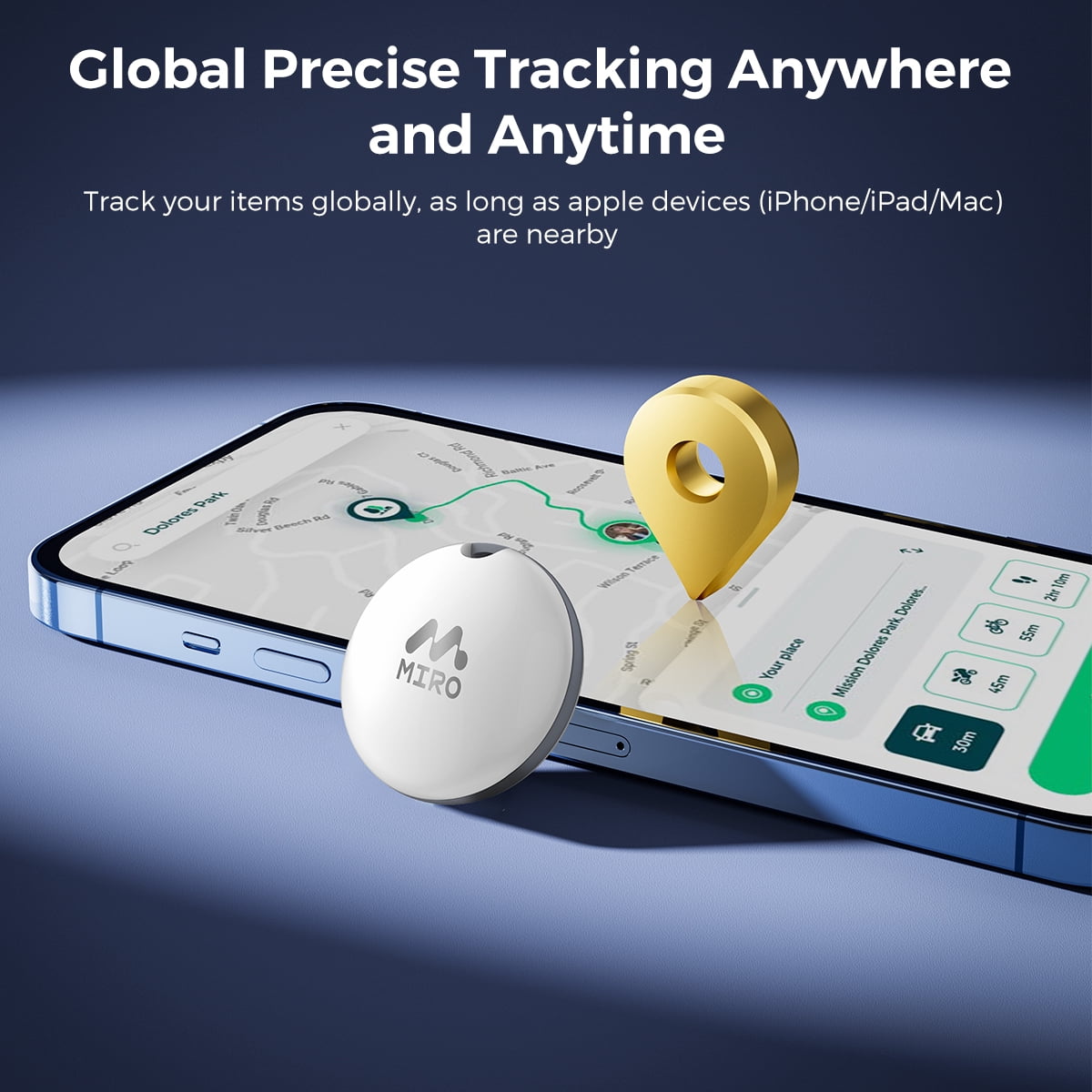 MIRO T1R Bluetooth Tracker Smart Finder Compatible with Apple Find My(iOS only) Item Finder Smart Tag IP6 Waterproof