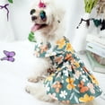 thumbnail image 5 of Dog Dress, Summer Fashion Flower Pattern Soft Skin Friendly Cotton Breathable Turn-down Collar Sleeveless Casual Skirt Clothes for Puppy Kitten Dogs Cats, 5 of 8