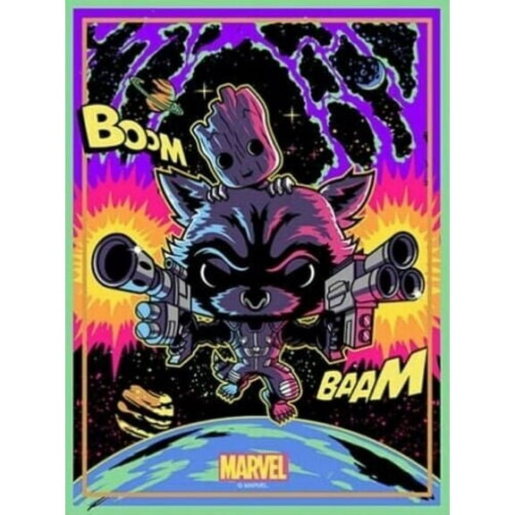 Funko Felted Poster Marvel Rocket Racoon & Groot (Blacklight)