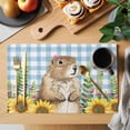 thumbnail image 2 of Slope Rat Placemats Set of 1, The Earth Dial Mouse Day Sunflower Flower Leaf Blue Plaid Non-Slip Place Mats Washable Table Mats for Kitchen Dining Table Decorations Indoor/Outdoor, 2 of 9
