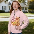 thumbnail image 3 of Uourmeti Pizza Capybara Axolotl Print Kids Half Zipper Sweatshirts Fall Winter Pullover Long Sleeve Lightweight Comfy Casual Loose Top for School Boys Girls Size 9-10, 3 of 7