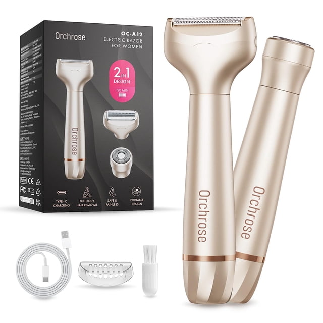 Afeitadora eléctrica Orchrose OC-A12 2 en 1 recargable para mujer