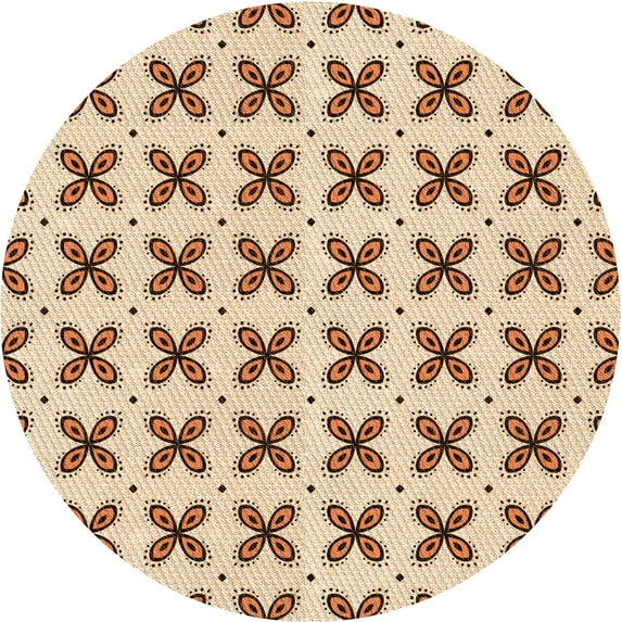 Ahgly Company Indoor Round Patterned Golden Blonde Gold Area Rugs, 7' Round