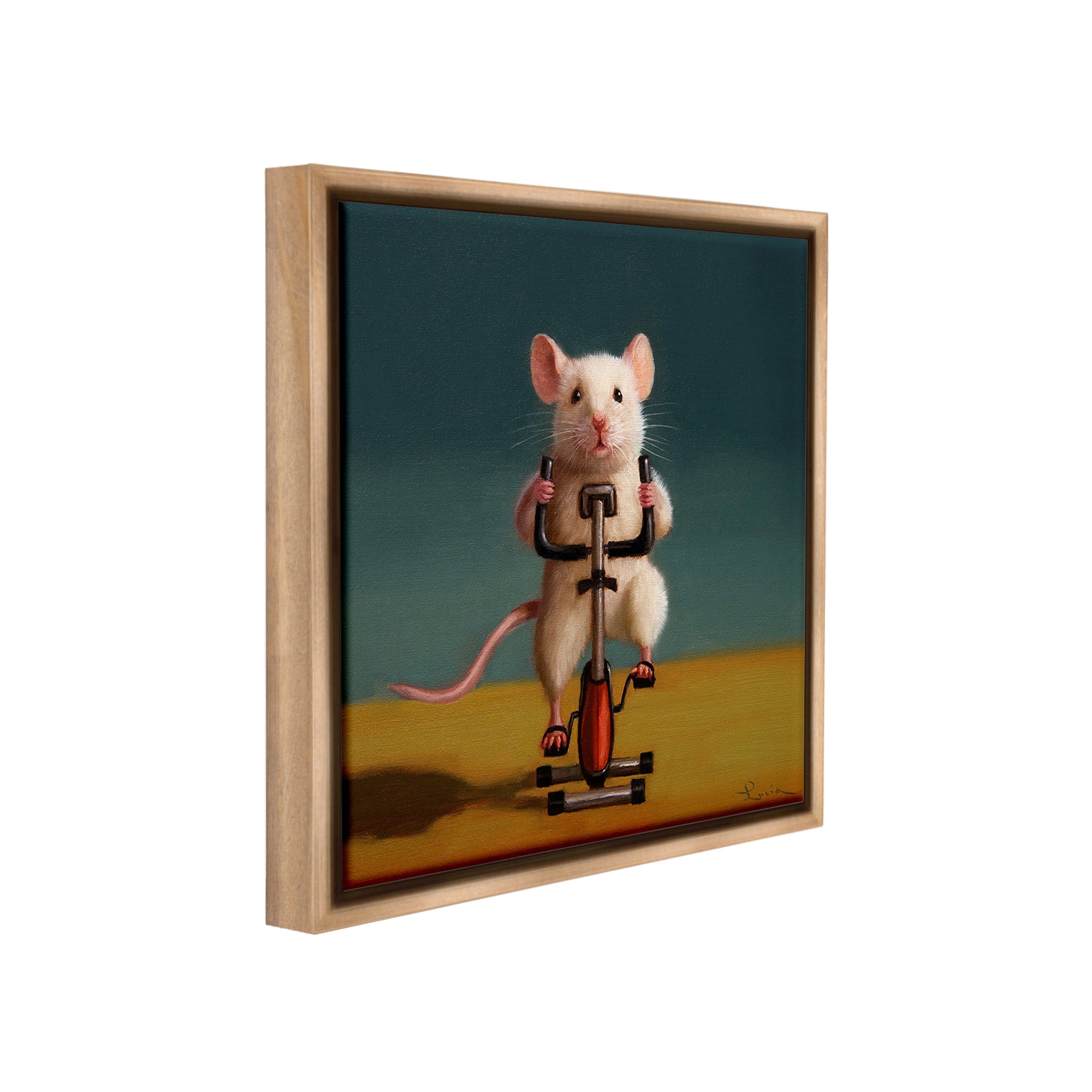 Stupell Industries Funny Workout Mouse Animals & Insects Painting Brown Floater Framed Canvas Art Print Wall Art, 25 x 25